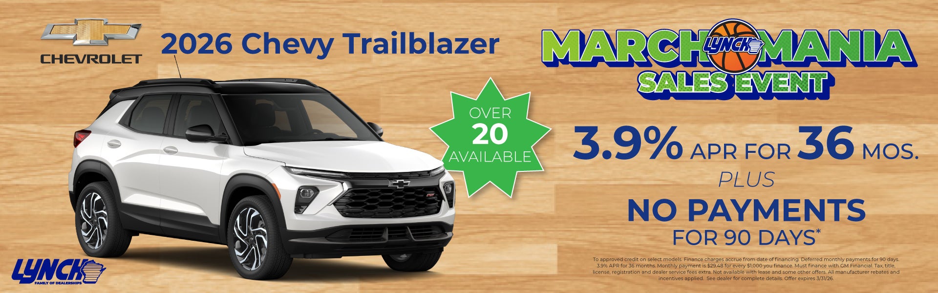 Trailblazer savings at Lynch Chevy Mukwonago
